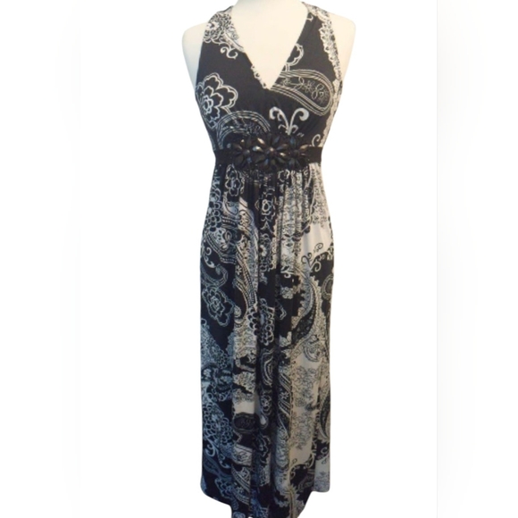 iCe Black White Maxi Dress Size 4 - Picture 1 of 6